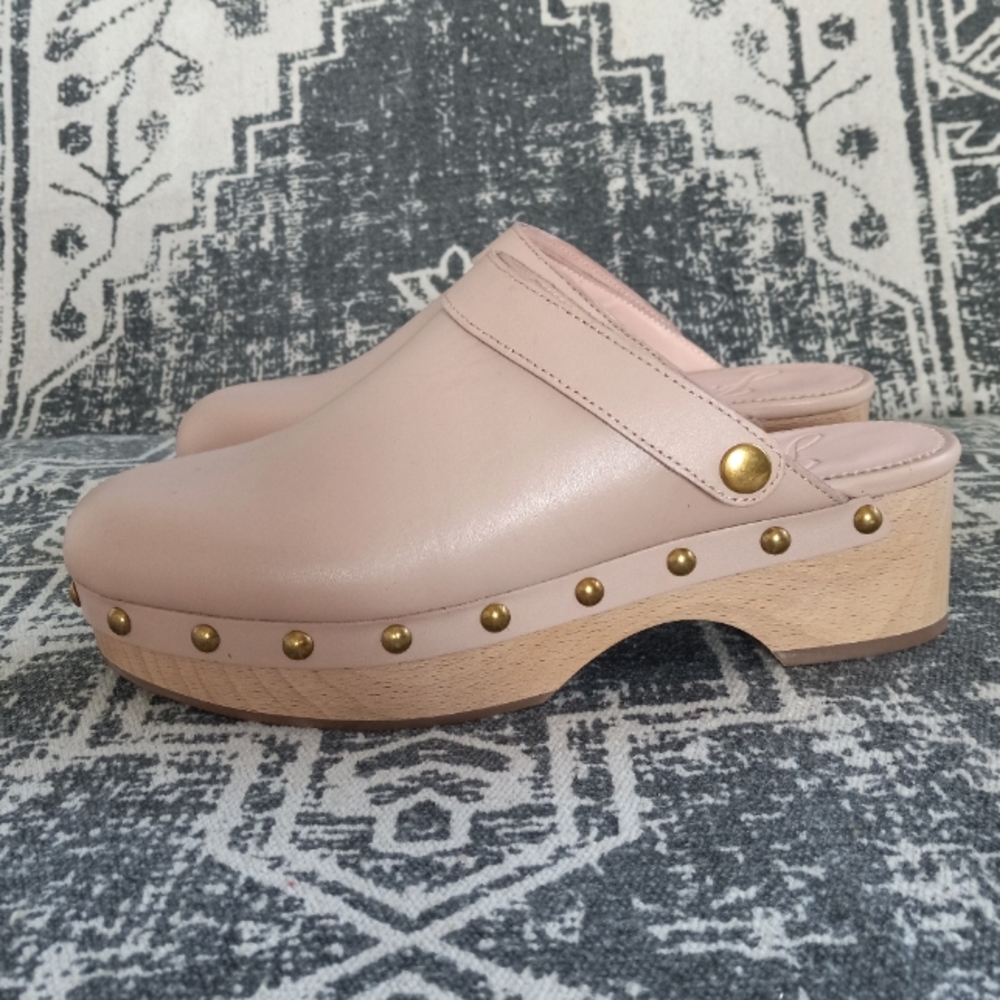 J. Crew Convertable Leather Clogs Luxury Camel/Blush Pink 7US